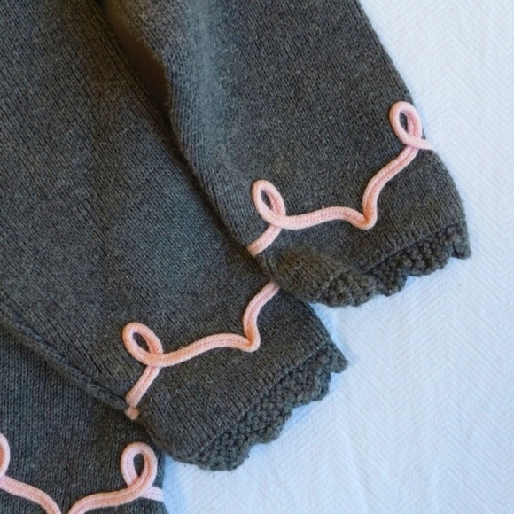 gray cotton knit sweater dress tunic with piping details 3-6 months baby girl - Picture 4 of 6